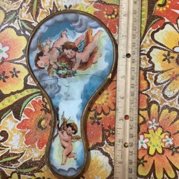 Unique Vintage Angel Cherubs Hand Mirror